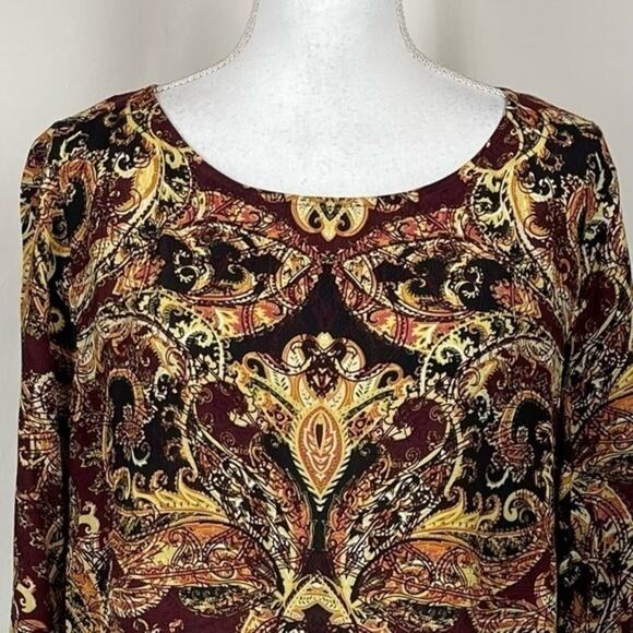 J Jill Paisley Black Brown Boho Forest Fairy Drop Waist Dress NWOT Size L - Picture 3 of 13